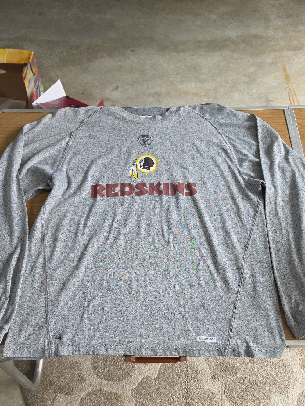 Reebok Gray Redskins Long-Sleeve Tee with Team Logo